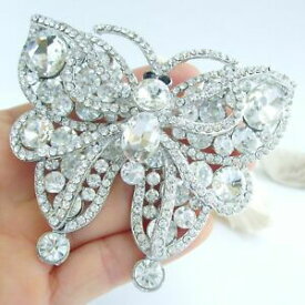 【送料無料】ジュエリー・アクセサリー クラシッククリアラインストーンクリスタルバタフライブローチピンclassic 374 clear rhinestone crystal butterfly brooch pin pendant 04921c1