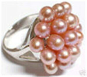 �y���������z�W���G���[�E�A�N�Z�T���[ �s���N�o�O�����Ocharmant,rose perles cultivees ,forme de fleur,bague anneaux 57