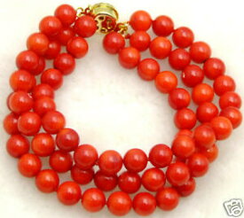 【送料無料】ジュエリー・アクセサリー ラウンドナチュラルレッドコーラルブレスレットストランドジュエリーブラ67mm round natural red coral bracelet for women 3 strands 75 jewelry bra199