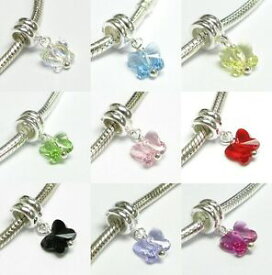 【送料無料】ジュエリー・アクセサリー スワロフスキーヨーロッパシルバーバタフライダングルstr silver butterfly dangle for european charm made with swarovski elements