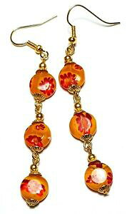 yzWG[EANZT[ ~tBI[KXnMOyZtres longue or jaune millefiori oreilles verre perle goutte pendantes perce