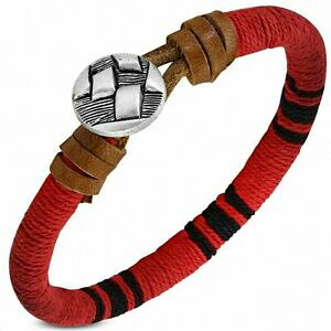 �y���������z�W���G���[�E�A�N�Z�T���[ ���U�[���b�L���O�u���X���b�g�X�g���b�vbracelet a bascule en cuir marron rouge et noir avec laniere fantaisie