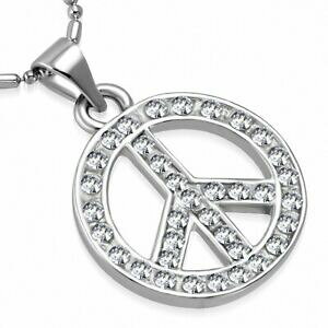 yzWG[EANZT[ s[XTC`[NX^gfBy_glbNXcollier pendentif en alliage tendance avec cristaux de charm avec signe de paix