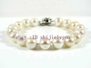 yzWG[EANZT[ C`ARzCgp[XghuXbg7 inch genuine 910mm freshwater cultured akoya white pearl strand bracelet