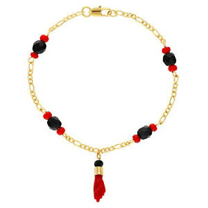 yzWG[EANZT[ S[hbLbhtBKCobhACuXbg18k plaque or rouge figa main amulette protection mauvais oeil bracelet 165cm