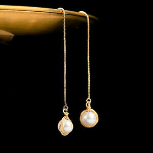 �y���������z�W���G���[�E�A�N�Z�T���[ �W���R���`�F�[���h���b�vlong ligne chaine zircon de culture perle goutte pendantes oreilles pour femmes