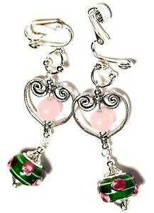 yzWG[EANZT[ KXNbvNH[chbvn[gOVo[O[[Ylongue argent vert rose avec clip oreilles verre amp; quartz goutte pendantes coeur