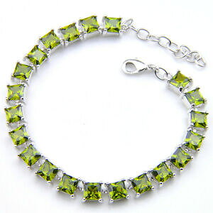 yzWG[EANZT[ i`VCj[XNGAI[uyhbgX^[OVo[bL`F[uXbgnatural shiny square olive peridot gem 925 sterling silver plat