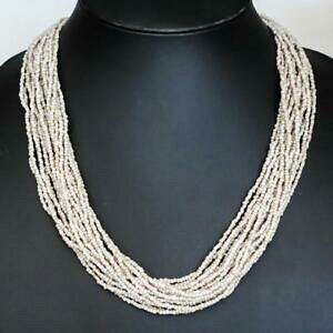 yzWG[EANZT[ uYx[WOXp[lbNX25 fait a la main 20 brins kaki beige perles de verre collier