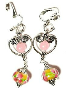 yzWG[EANZT[ Vo[O[[YNbvC[KX[YNH[chbvy_glongue argent vert rose avec clip oreilles verre amp; rose quartz goutte pendantes