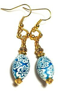 yzWG[EANZT[ OS[f^[RCY~tBI[Oy_ghbvKXp[Be[WVbNlong dore turquoise millefiori boucles pendants gouttes verr