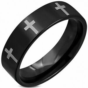 �y���������z�W���G���[�E�A�N�Z�T���[ �g���X�e�����X�����O8mm ?bague plat a la coupe confortable en acier inoxydable noir a 2 tons avec c