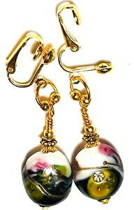 yzWG[EANZT[ S[fubNzCg~tBI[NbvOy_gp[OXhbvlong dore noir amp; blanc millefiori avec clip boucles pendants gouttes ver