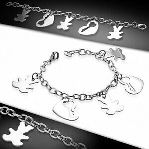 �y���������z�W���G���[�E�A�N�Z�T���[ �X�e�����X�X�`�[���n�[�g�����N�u���X���b�gbracelet a maillons en forme de coeur avec coeur damour en acier inoxydable