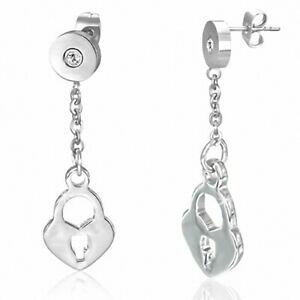 �y���������z�W���G���[�E�A�N�Z�T���[ �X�`�[���n�[�g�C�������Opendants doreilles en forme de coeur en forme de coeur avec cadenas en acier in