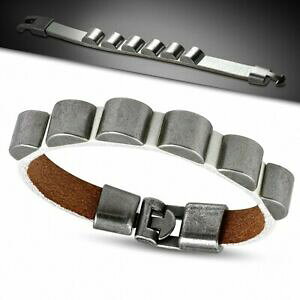 �y���������z�W���G���[�E�A�N�Z�T���[ �`���[�u���b�L���O�u���X���b�gbracelet a bascule en cuir blanc veritable avec tube