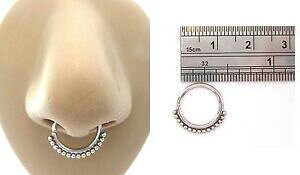 �y���������z�W���G���[�E�A�N�Z�T���[ �r�[�Y�t�[�v�����O�Q�[�Wsurgical steel ornate beaded septum nose seamless hoop ring 16 gauge 16g 10 mm