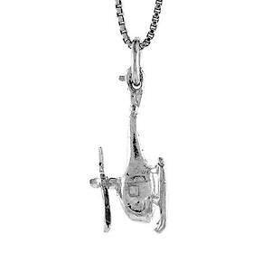 �y���������z�W���G���[�E�A�N�Z�T���[ �V���o�[�X�^�[�����O�w���R�v�^�[�y���_���g�u�����b�N�C�^���A�{�b�N�X�`�F�[��argent sterling helicoptere 3d pendentif breloque, 18 italien boite chaine