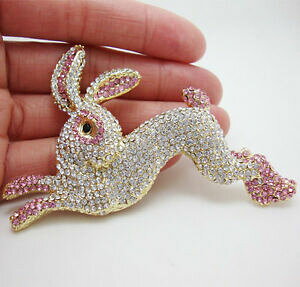 yzWG[EANZT[ veBsNETMoj[Aj}S[hg[u[`sNX^CXg[pretty pink rabbit bunny animal goldtone brooch pin crystal rhinestone