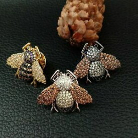 【送料無料】ジュエリー・アクセサリー ゴールドメッキマイクロミツバチブローチ1pc 24x20mm gold plated cz micro honeybee brooch