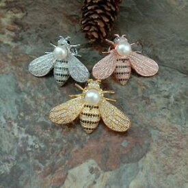 【送料無料】ジュエリー・アクセサリー ゴールドメッキマイクロミツバチブローチ1pc 30x40mm gold plated cz micro honeybee brooch