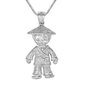 yzWG[EANZT[ Vo[X^[OAWAy_gubNChC^A`F[argent sterling asiatique garcon pendentif breloque, made usa , italien chaine