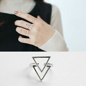 yzWG[EANZT[ X^[OVo[_ugCAOAWX^uO925 sterling silver double triangle adjustable ring a3705