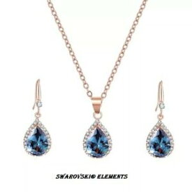 【送料無料】ジュエリー・アクセサリー スワロフスキーネックレスRメッキcollier boucles goutte deau swarovskiR elements plaque or jaune bleu profond