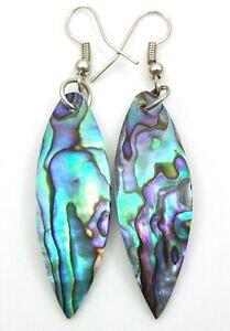 yzWG[EANZT[ pEAArVFI[o_OhbvCOWG[natural iridescent paua abalone shell oval dangle drop earrings jewelry ea304