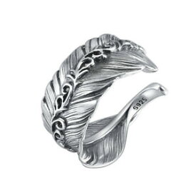 【送料無料】ジュエリー・アクセサリー スターリングシルバーフェザーラップリング925 sterling silver feather wrap adjustable men women thumb ring a3608