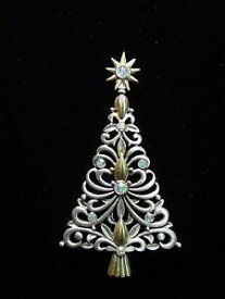 【送料無料】ジュエリー・アクセサリー ジョネットジュエリーシルバーゴールドピュータークリスマスツリーピンjj jonette jewelry silver amp; gold pewter jeweled christmas tree pin