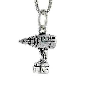 �y���������z�W���G���[�E�A�N�Z�T���[ �V���o�[�X�^�[�����O�h�����y���_���g�u�����b�N�C���`�C�^���A���`�F�[���{�b�N�Xargent sterling sans perceuse 3d pendentif breloque, 18 italien boite chaine