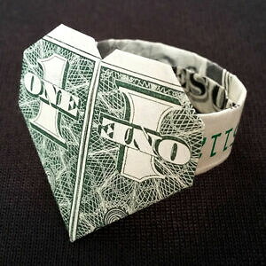 yzWG[EANZT[ }l[A[ghVOlbgNXOorigami dollar signet class ring with heart real 1 money art 3d gift for women