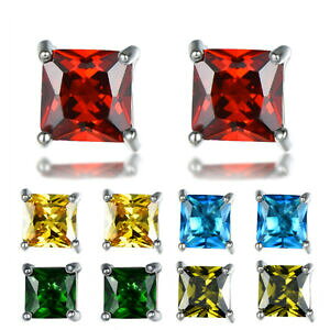 yzWG[EANZT[ bgXNGAJbgK[lbgVggp[YWG[Vo[X^bhCO5pc lot square cut garnet citrine topaz gems women jewelry silver stud earring