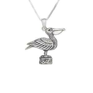yzWG[EANZT[ Vo[X^[OyJy_gubNChCC^A{bNX`F[argent sterling pelican pendentif breloque,fabrique en usa,italien box chaine