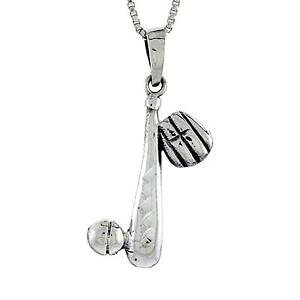 �y���������z�W���G���[�E�A�N�Z�T���[ �V���o�[�X�^�[�����O�O���[�u�y���_���g�u�����b�N�C���`�C�^���A��argent sterling baseball gant amp; pendentif breloque, 18 italien