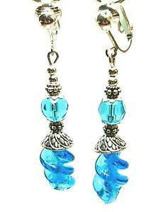 yzWG[EANZT[ NbvC[YOVo[^[RCYp[OXhbvy_g?VbNlongue argent turquoise avec clip oreilles verre perle goutte pendantes ? chic