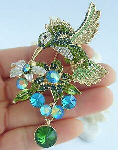 yzWG[EANZT[ A[fRO[I[XgANX^Aj}n~Oo[hu[`sart deco 354 green austrian crystal animal hummingbird brooch pin 01775c4