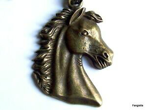 yzWG[EANZT[ {[`F[uYlbNXcollier jolie tete de cheval bronze sur chaine boule de 46cms