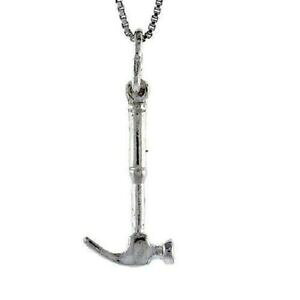 �y���������z�W���G���[�E�A�N�Z�T���[ �V���o�[�X�^�[�����O�n���}�[�y���_���g�u�����b�N�C���`�C�^���A���`�F�[���{�b�N�Xargent sterling marteau 3d pendentif breloque, 18 italien boite chaine