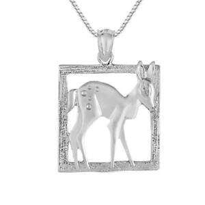 �y���������z�W���G���[�E�A�N�Z�T���[ �V���o�[�X�^�[�����O�f�B�A�r�b�V���y���_���g�u�����b�N���C�h�C���A�����J�C�^���A�`�F�[��argent sterling cerf biche pendentif breloque, fabrique en usa, itali