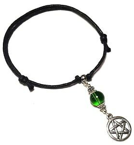 yzWG[EANZT[ ubNRhy^N`FBAWX^up[Vo[EBbJubNnoir cordon pentacle cheville bracelet de reglable perle argent wiccan breloqu