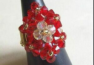 yzWG[EANZT[ XtXL[NX^On[gTCYbague en cristal swarovski rouge au coeur jaune taille 58 a22