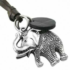 �y���������z�W���G���[�E�A�N�Z�T���[ �t�@���g�y���_���g�o�C�J�[�J���[collier de motard ajustable en cuir noir avec pendentif elephant en alliage fant