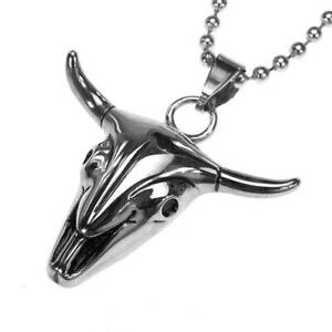 yzWG[EANZT[ XeXX`[y_goC\XJobt@[fXwbh`F[{[pendentif en acier inox, bison crane, buffle, tete de mort, avec chaine boules