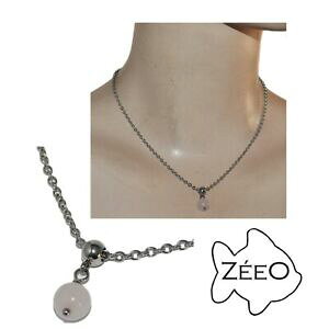 yzWG[EANZT[ eWG[Vo[XeXX`[lbNXp[NH[csNzeeo bijoux collier en acier inoxydable argente perle quartz rose
