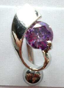 �y���������z�W���G���[�E�A�N�Z�T���[ �t�[�h�J�o�[�o�[�x���Q�[�Wsurgical steel vch hood cover purple crystal jewelry curved barbell 14 gauge 14g