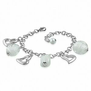 yzWG[EANZT[ Rn[gt@V[KXr[YuXbgbracelet en alliage de perles de verre fantaisie en forme de coeur ovale avec co