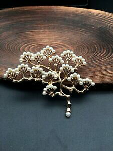 yzWG[EANZT[ uu`c[~jzCgp[Be[WS[fIWiGhbroche branche arbre du pin mini perle blanc vintage dore fin original xz 1
