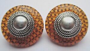 yzWG[EANZT[ COgNbvEhVgBe[WWGVo[J[boucles doreilles clips retro ronde citrine bijou vintage couleur argent *2195